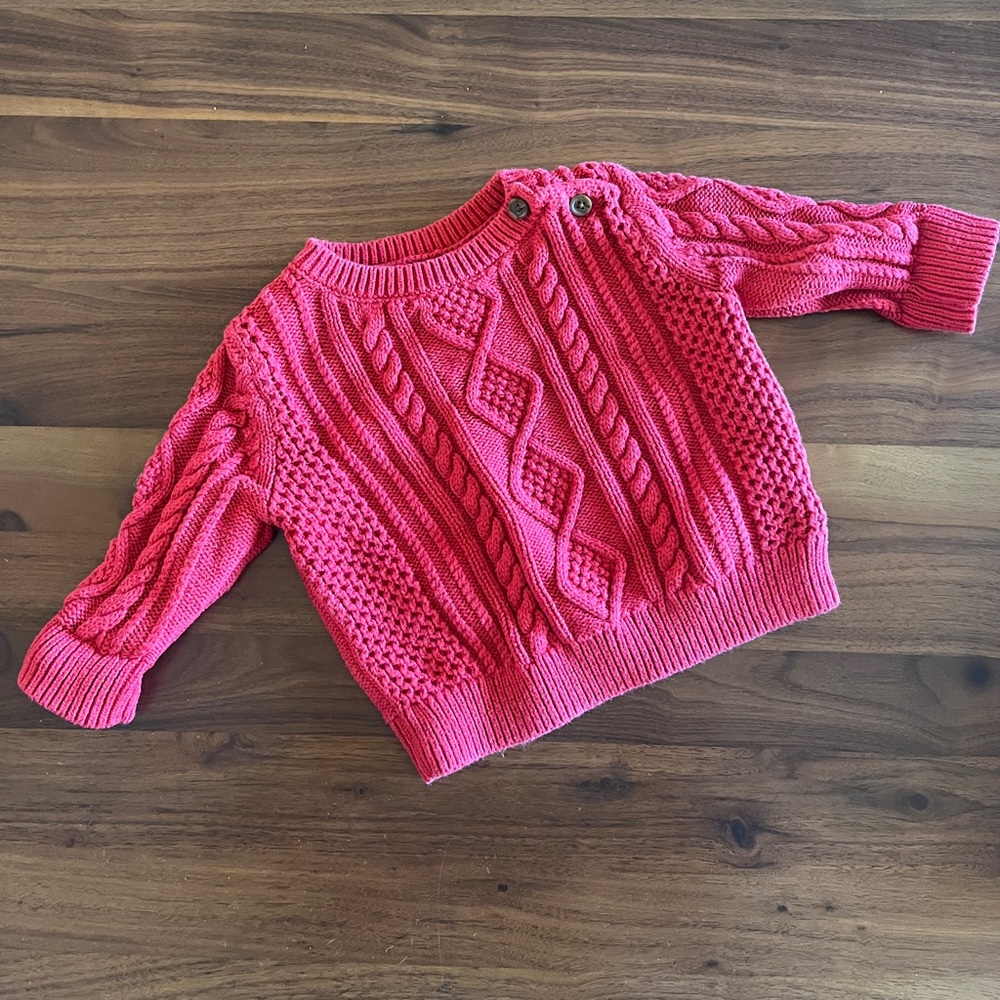 Baby Gap Red Cableknit Crewneck Sweater | 3-6 months